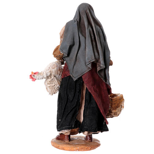Old woman with chickens for Tripi's Nativity Scene with 18 cm terracotta characters 5