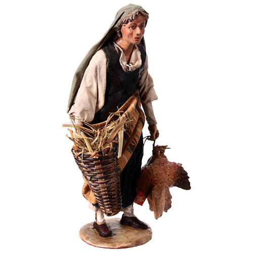 Old woman with chickens for Tripi's Nativity Scene with 18 cm terracotta characters 5