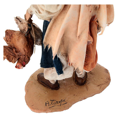 Vecchina con galline presepe 18 cm Angela Tripi terracotta 6
