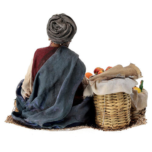 Fruit seller sitting in terracotta, 18 cm Angela Tripi nativity scene 5