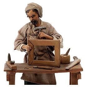 Carpenter with bench and tools, 18 cm Angela Tripi nativity scene