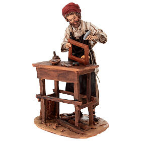 Carpenter with bench and tools, 18 cm Angela Tripi nativity scene