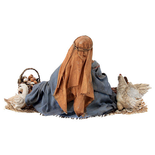 Woman with chicken, eggs and goose for Tripi's Nativity Scene with 18 cm terracotta characters 5