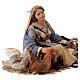 Woman sitting with eggs hens goose 18 cm nativity by Angela Tripi s2