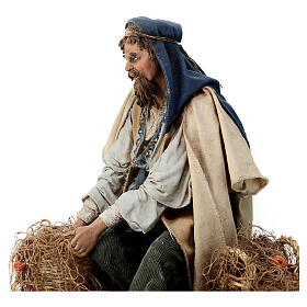Pêcheur assis 30 cm crèche Angela Tripi terre cuite