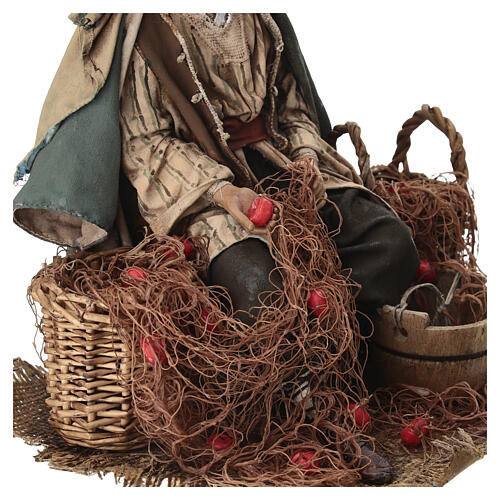 Pêcheur assis 30 cm crèche Angela Tripi terre cuite 7