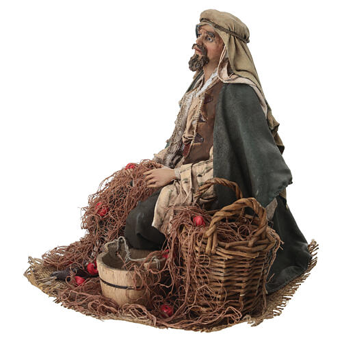 Seated fisherman 30 cm Angela Tripi terracotta 6