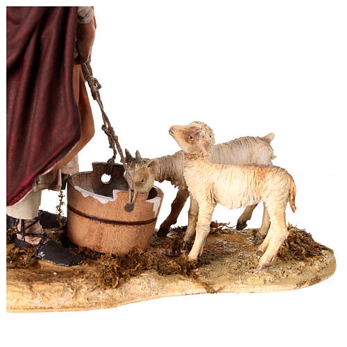 Shepherdess with little lambs 30 cm Angela Tripi terracotta 4