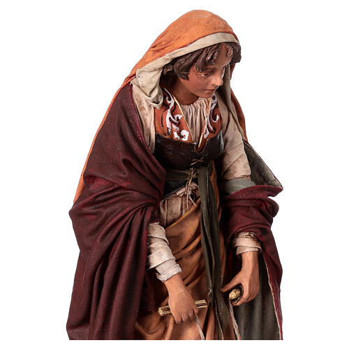 Shepherdess with little lambs 30 cm Angela Tripi terracotta 6