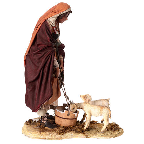 Shepherdess with little lambs 30 cm Angela Tripi terracotta 7