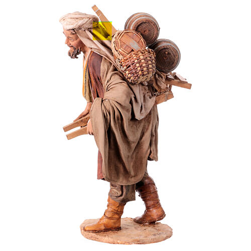 Man with barrels on his back for terracotta Angela Tripi's Nativity Scene of 30 cm 5