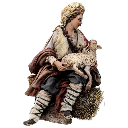 Pastore seduto con pecora 30 cm terracotta Angela Tripi 5