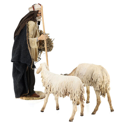 Shepherd with a sheep and goat for terracotta Angela Tripi's Nativity Scene of 30 cm 7