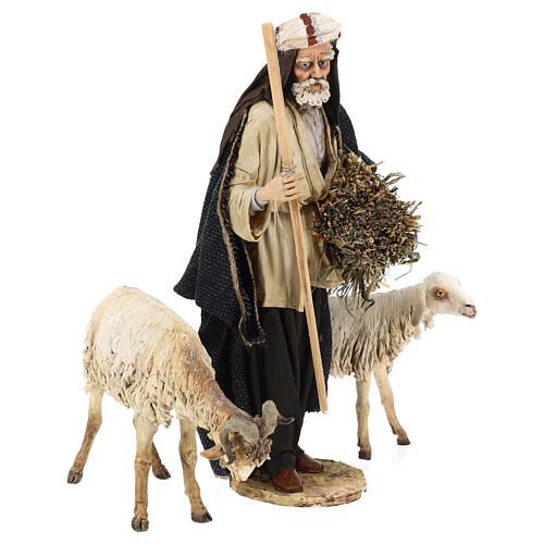 Shepherd with a sheep and goat for terracotta Angela Tripi's Nativity Scene of 30 cm 11