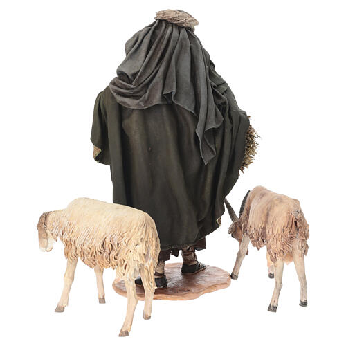 Shepherd with a sheep and goat for terracotta Angela Tripi's Nativity Scene of 30 cm 7