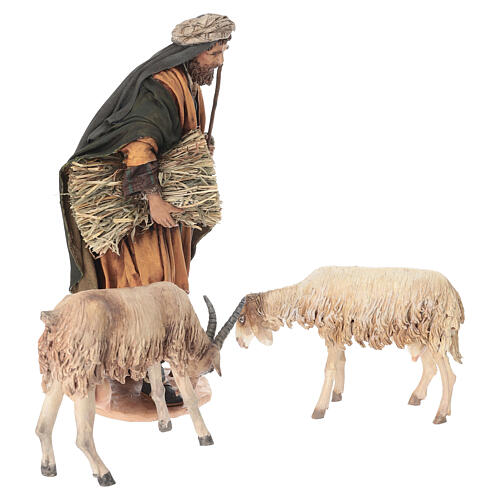 Shepherd 30 cm with sheep and goat Angela Tripi terracotta 5