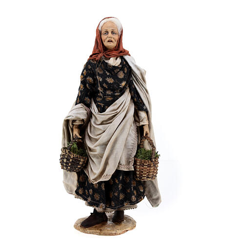 Old woman with baskets for terracotta Angela Tripi's Nativity Scene of 30 cm 1