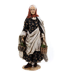 Elderly woman with baskets 30 cm Angela Tripi terracotta
