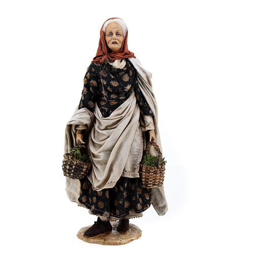 Elderly woman with baskets 30 cm Angela Tripi terracotta 1