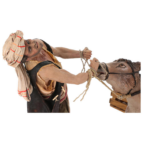 Farmer pulling his donkey for terracotta Angela Tripi's Nativity Scene of 30 cm 7