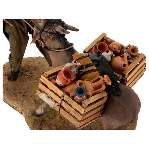 Farmer pulling his donkey for terracotta Angela Tripi's Nativity Scene of 30 cm 12