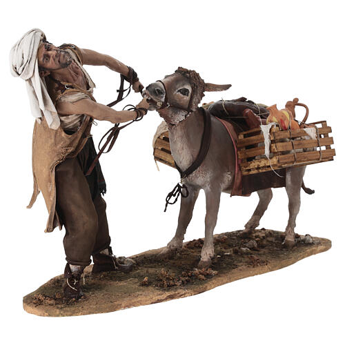 Farmer pulling his donkey for terracotta Angela Tripi's Nativity Scene of 30 cm 3