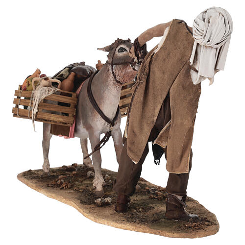 Pastor tirando el burro Angela Tripi terracota 30 cm 9