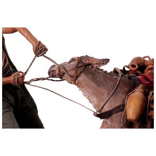 Shepherd pulling the donkey figure Angela Tripi terracotta 30 cm 5
