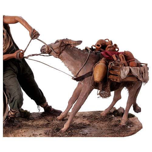 Shepherd pulling the donkey figure Angela Tripi terracotta 30 cm 7