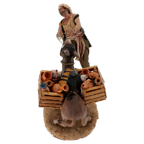 Shepherd pulling the donkey figure Angela Tripi terracotta 30 cm 6