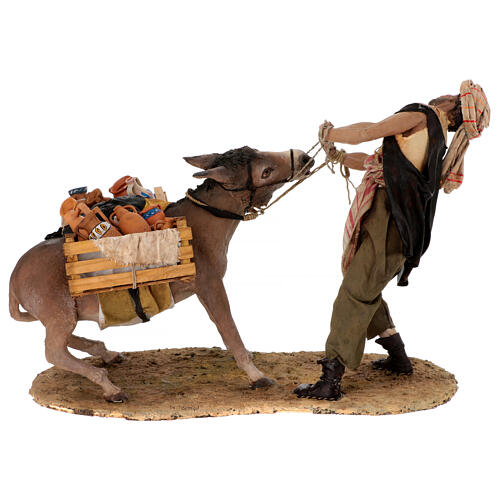 Shepherd pulling the donkey figure Angela Tripi terracotta 30 cm 8