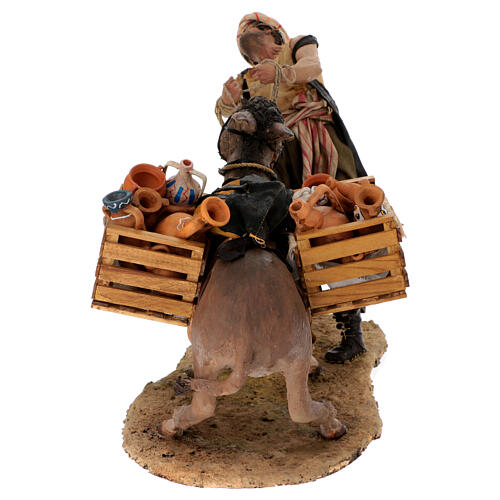 Shepherd pulling the donkey figure Angela Tripi terracotta 30 cm 9