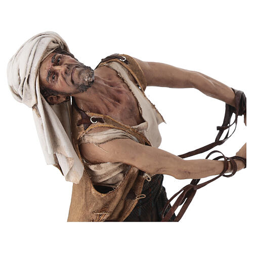 Shepherd pulling the donkey figure Angela Tripi terracotta 30 cm 2