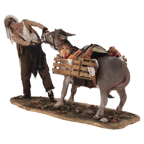 Shepherd pulling the donkey figure Angela Tripi terracotta 30 cm 5