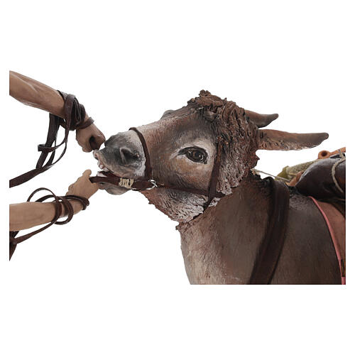Shepherd pulling the donkey figure Angela Tripi terracotta 30 cm 10