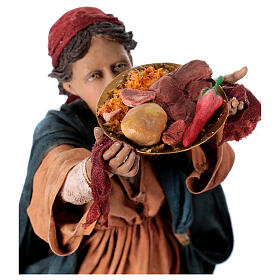 Chameau avec homme et femme offrant de la nourriture 30 cm terre cuite Angela Tripi