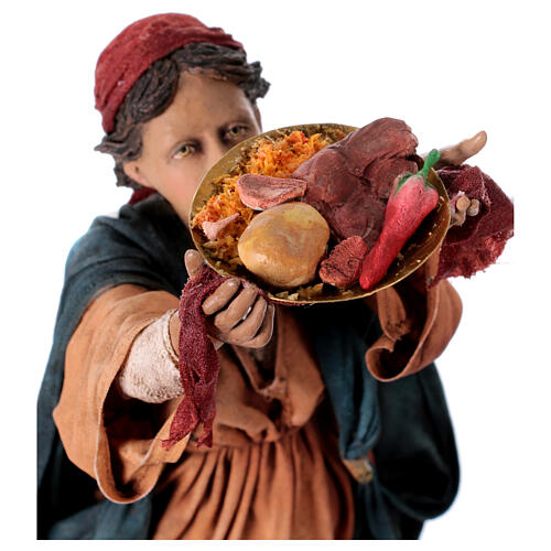 Wielbłąd, pasterz i pasterka oferująca jedzenie, szopka 30 cm, Angela Tripi 2