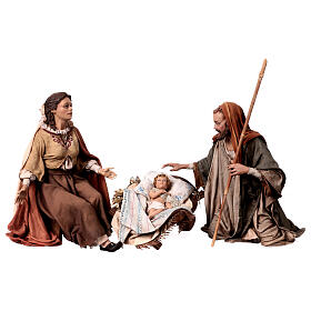 Geburt Christi mit Heiligen Königen und Tierfiguren, Set 9-teilig, für 30 cm Krippe von Angela Tripi, Terrakotta