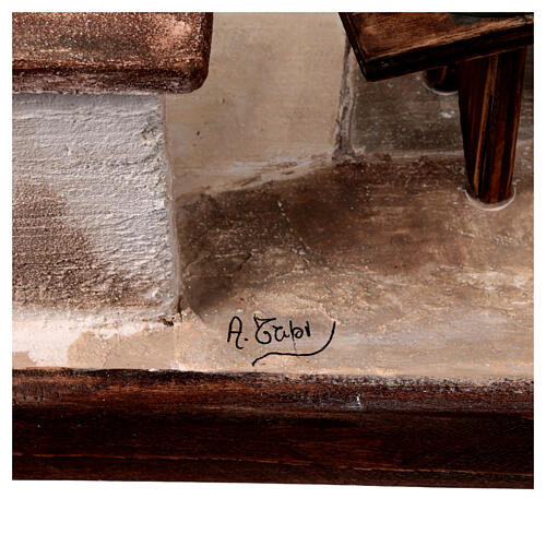 Fußwaschung, Szene auf Sockelplatte, für 30 cm Krippe von Angela Tripi, Terrakotta 13