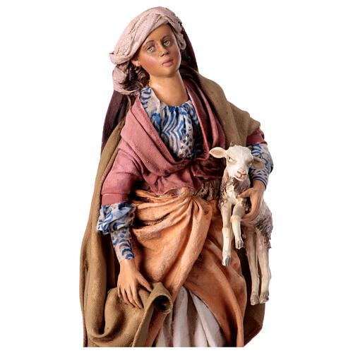 Woman with a lamb for 30 cm Angela Tripi's Nativity Scene 2