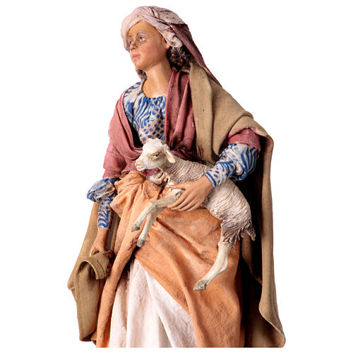Woman with a lamb for 30 cm Angela Tripi's Nativity Scene 4