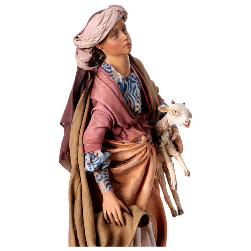 Woman with a lamb for 30 cm Angela Tripi's Nativity Scene 6