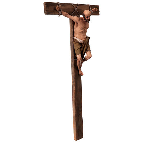 Robber with beard on the cross, terracotta, Angela Tripi's Nativity Scene of 30 cm 7