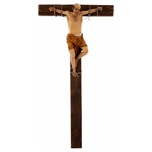 Robber on the cross, terracotta, Angela Tripi's Nativity Scene of 30 cm 1