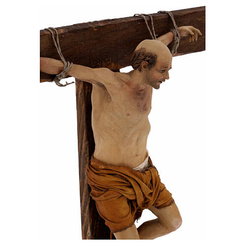 Thief with beard on cross in terracotta 30 cm Angela Tripi 4