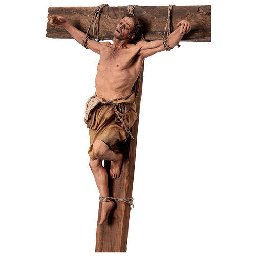 Robber on the cross, terracotta, Angela Tripi's Nativity Scene of 30 cm 6