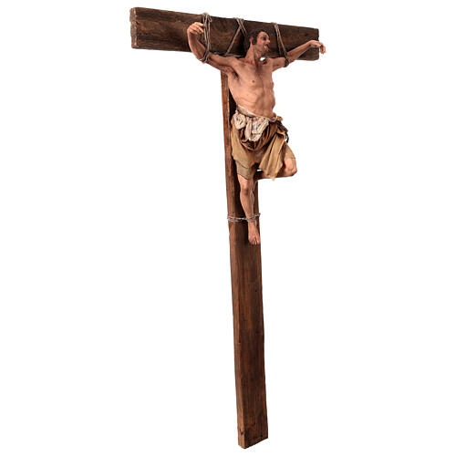 Robber on the cross, terracotta, Angela Tripi's Nativity Scene of 30 cm 7