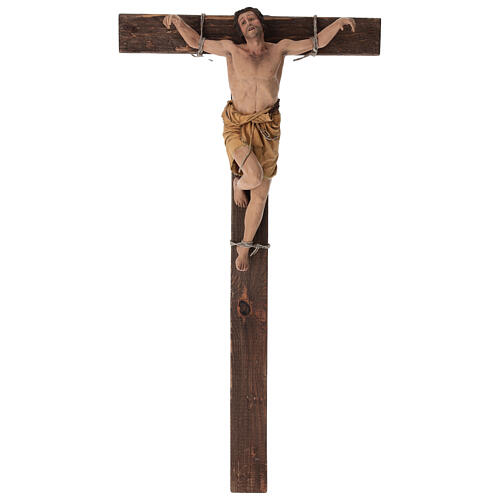 Robber on the cross, terracotta, Angela Tripi's Nativity Scene of 30 cm 1