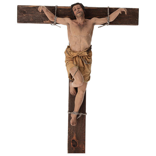 Robber on the cross, terracotta, Angela Tripi's Nativity Scene of 30 cm 3