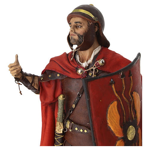 Roman soldier with spear, terracotta, Angela Tripi's Nativity Scene of 30 cm 4